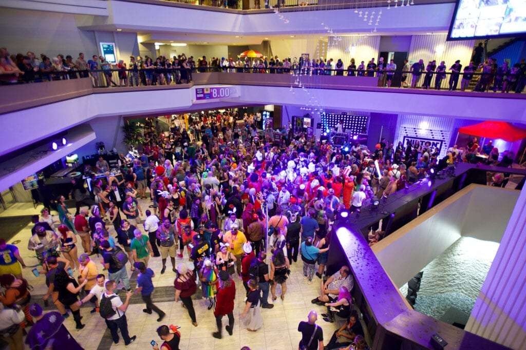 A zoomed-out view of Dragon Con.