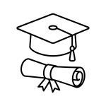 Graduation cap and diploma — University package